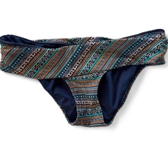Kirra Other - Kirra Teal, Navy & Tan Aztec Fold-Over Bikini Bottoms